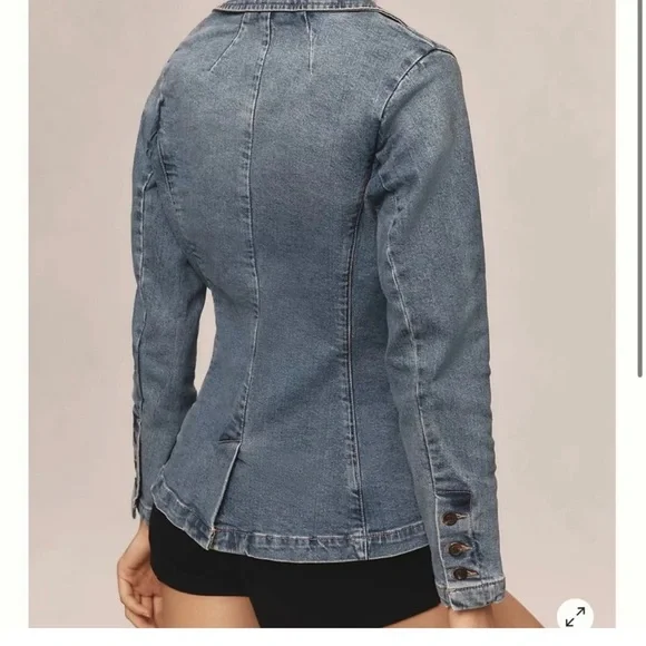 Anthropologie Dear John Minah Denim Blazer Fitted Blue Denim Jacket XS - Picture 2 of 10